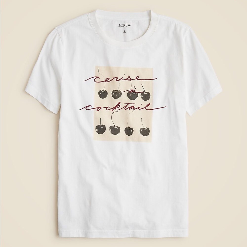 🆕 J. Crew relaxed-fit “Cerise cocktail” graphic t-shirt in broken-in jersey